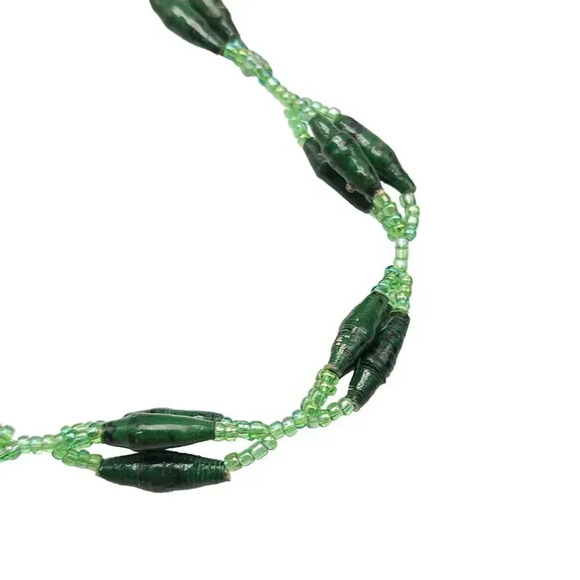 Bead for Life Seed Beed Twisted Long Necklace Green Hook Closure Vintage - Picture 3 of 5